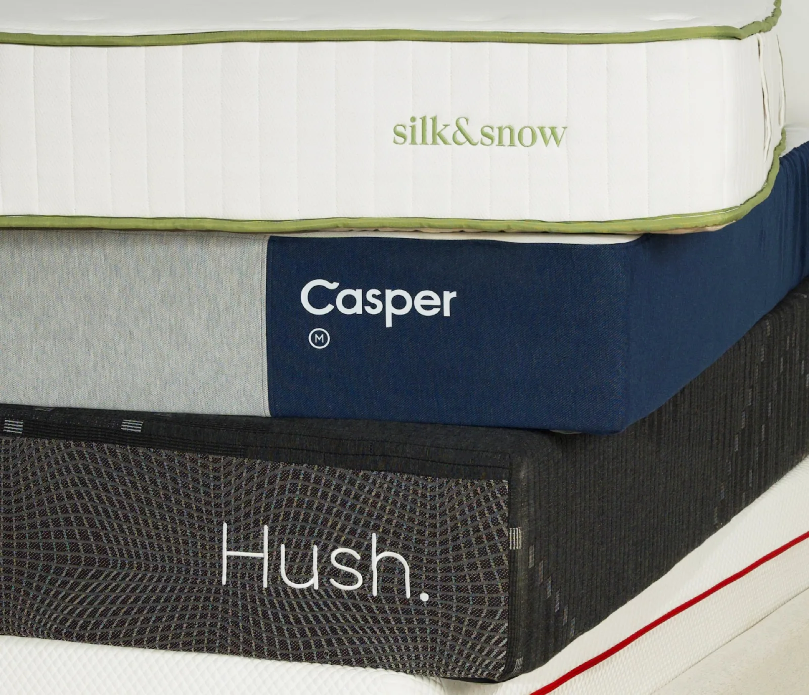 Stack of mattresses reviewed by Best Sleep Society